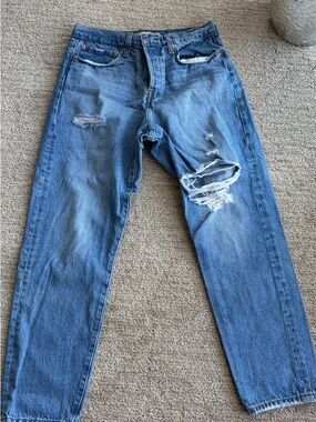 Levi's Wedgie Distressed Light Blue Boyfriend Jeans